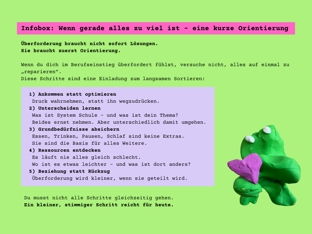 Lehrer-Berufseinstieg: Infobox für Lehrer*innen, die sich überfordert fühlen.